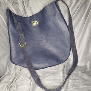 Navy Blue Shoulder Crossbody Bag Snap Closure